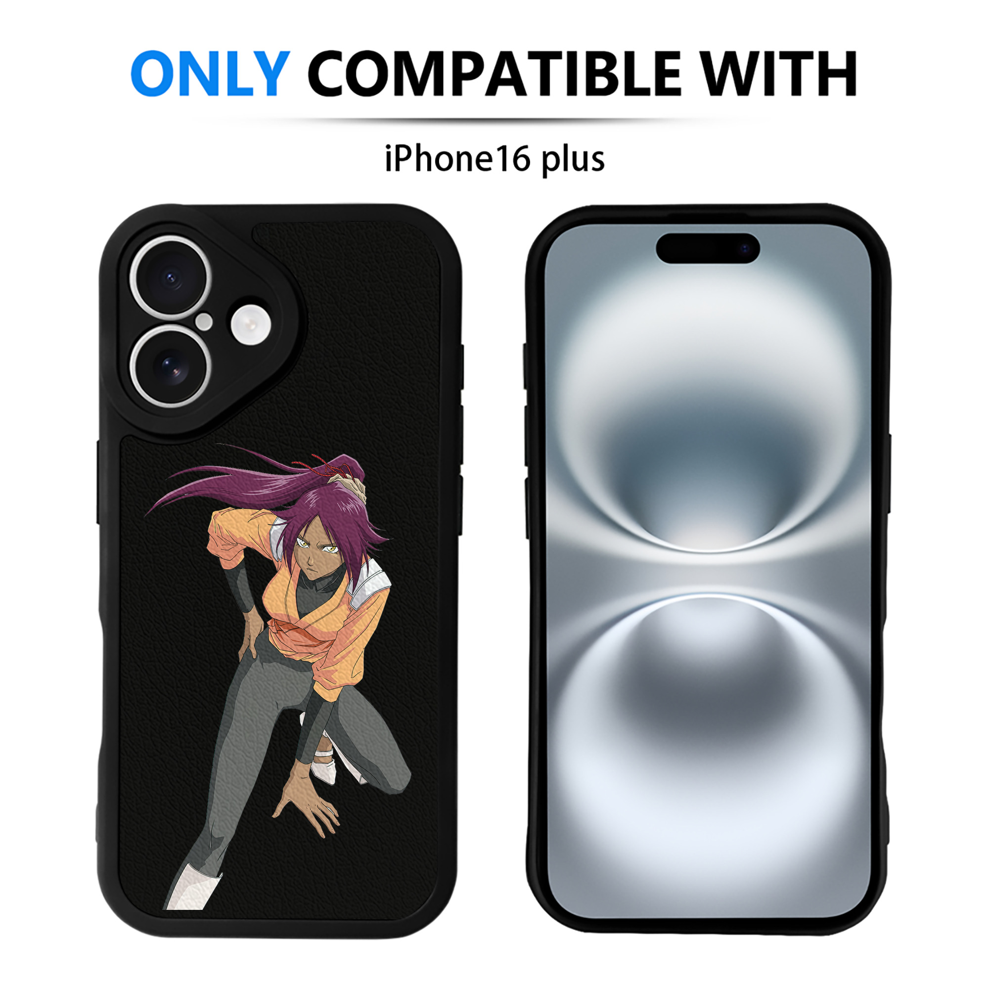 （画像用） ブリーチ 四楓院 夜一（しほういん よるいち） BLEACH Shihouin Yoruichi 【iPhone 16シリーズ対応】シリコンスマホケース（レザー調） 材質：シリコン